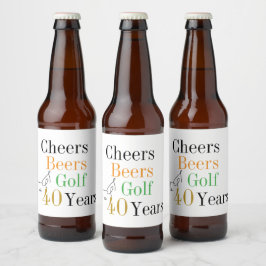 Etiqueta Para Botella De Cerveza Fiesta del 40 cumpleaños de Cheers and Beers Golf