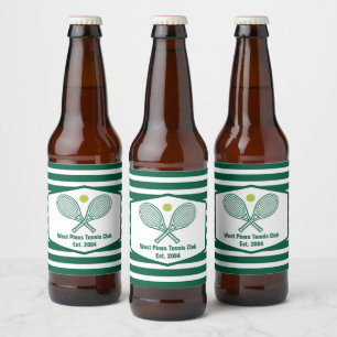 Etiqueta Para Botella De Cerveza Fiesta del Club de Campo de Tenis a Rayas Verdes P