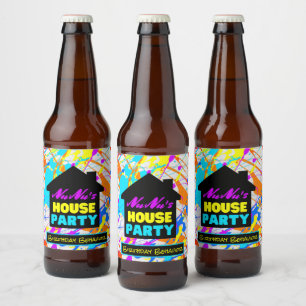 Etiqueta Para Botella De Cerveza Fiesta retro Hip Hop de Neon 90