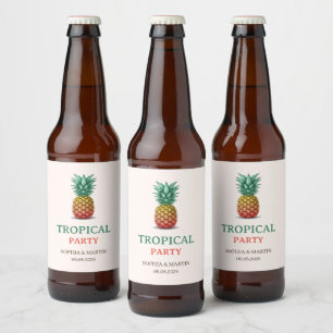 Etiqueta Para Botella De Cerveza Fiesta tropical retro piña