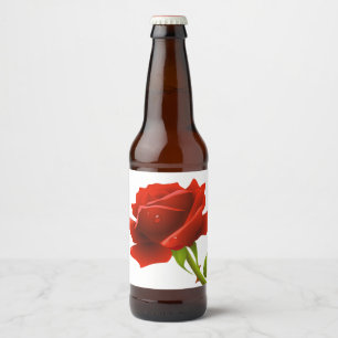Etiqueta Para Botella De Cerveza Flor Roja Rosa Flor Floristería / Fiesta Nupcial