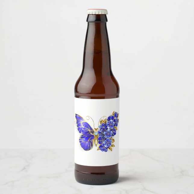 Etiqueta Para Botella De Cerveza Flor Sapphire Mariposa (Anverso)