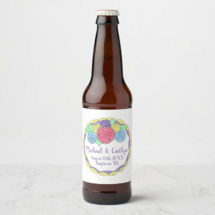 Etiqueta Para Botella De Cerveza Flores florales Rosas Boda de ducha de novia