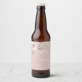 Etiqueta Para Botella De Cerveza Flores Rosa Polvo Aquarela Rosa Desposar