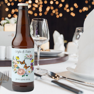 Etiqueta Para Botella De Cerveza Flores salvajes Flores Azules Florales