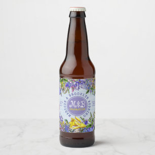 Etiqueta Para Botella De Cerveza Flores silvestres de la fiesta de la boda Monogram