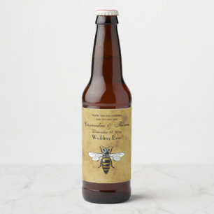 Etiqueta Para Botella De Cerveza Fondo Antiguo Deteriorado Vintage Abeja #2