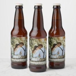 Etiqueta Para Botella De Cerveza Foto Boda personalizada con caligrafía moderna