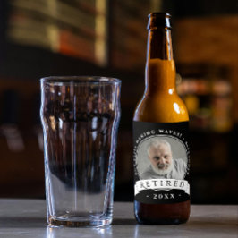Etiqueta Para Botella De Cerveza Foto de abuelo hombre jubilado blanco y negro rúst