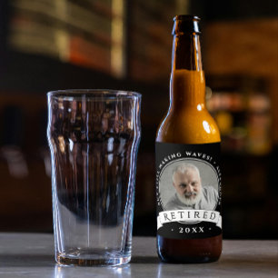 Etiqueta Para Botella De Cerveza Foto de abuelo hombre jubilado blanco y negro rúst