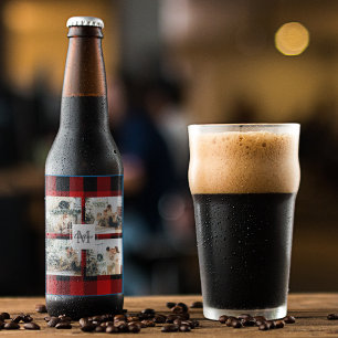 Etiqueta Para Botella De Cerveza Foto De Collage Y Búfalo Rojo Con Inicio