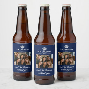 Etiqueta Para Botella De Cerveza Foto de despedida de jubilación de colega azul mod