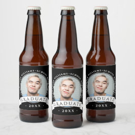 Etiqueta Para Botella De Cerveza Foto Simple en Blanco y Negro de Graduación de Uni