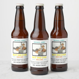 Etiqueta Para Botella De Cerveza Fotografía blanca divertida mejor día del padre