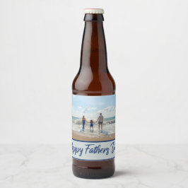 Etiqueta Para Botella De Cerveza Fotografía del Día del Padre Tipografía Azul