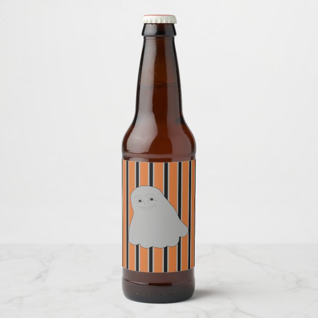 Etiqueta Para Botella De Cerveza Fun and Fancy Halloween Ghosts (Anverso)