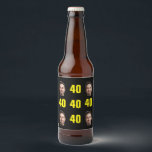 Etiqueta Para Botella De Cerveza Fun Unique 40th Birthday Photo Guay Retro<br><div class="desc">Fun 40 cumpleaños foto Beer Bottle Labels en un diseño retro negrita amarillo y negro. ¡El año es personalizable para cualquier año de cumpleaños! Para obtener el efecto de recorte, utilice un archivo png con el fondo ya cortado. Si no, la foto aparecerá como un círculo rodeado por su propio...</div>