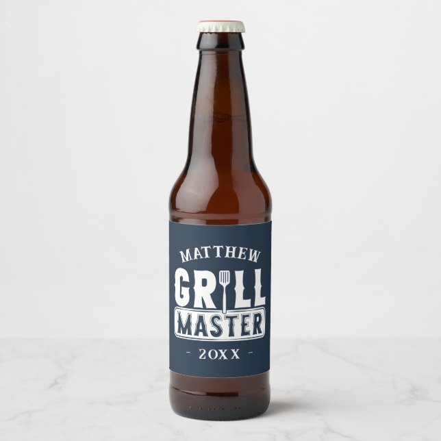 Etiqueta Para Botella De Cerveza Funny BBQ Grill Master Barbacoa Personalizada King (Anverso)
