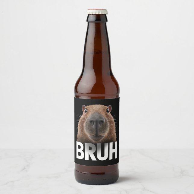 Etiqueta Para Botella De Cerveza Funny Capybara Bruh (Anverso)
