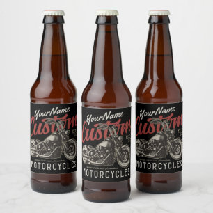 Etiqueta Para Botella De Cerveza Garaje de motociclista rebelde personalizado para 