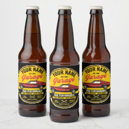 Etiqueta Para Botella De Cerveza Garaje Fastback Red Classic para coches personaliz