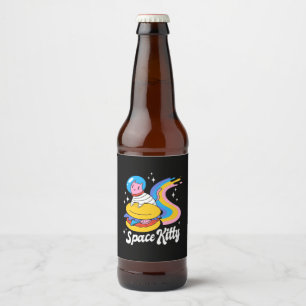 Etiqueta Para Botella De Cerveza Gato astronauta espacial