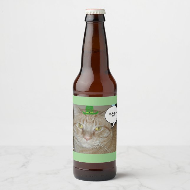 Etiqueta Para Botella De Cerveza Gato de San Patricio (Anverso)