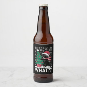 Etiqueta Para Botella De Cerveza Gato Qué divertido gato negro empujando árbol de N