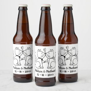 Etiqueta Para Botella De Cerveza Gatos Amor Blanco Negro Boda Despedida de Soltera