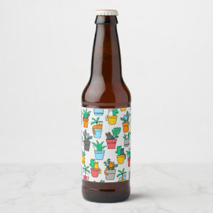 Etiqueta Para Botella De Cerveza Gatos en macetas de flores