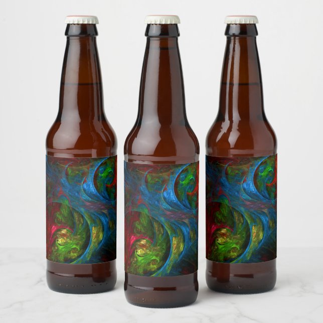 Etiqueta Para Botella De Cerveza Génesis Arte abstracto azul (Botellas)