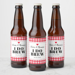 Etiqueta Para Botella De Cerveza Gingham Rojo Fervor de Bodas Fiesta Personalizada