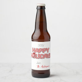 Etiqueta Para Botella De Cerveza Globo personalizado Felices Fiestas Peppermint