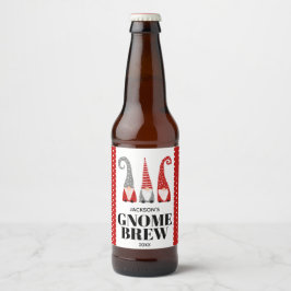 Etiqueta Para Botella De Cerveza Gnome Brew Navidades personalizados