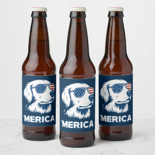 Etiqueta Para Botella De Cerveza Golden Retriever 4 De Julio Merica