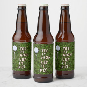 Etiqueta Para Botella De Cerveza Golf Tee it high déjalo volar con bola de golf y t