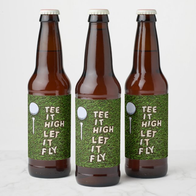 Etiqueta Para Botella De Cerveza Golf Tee it high déjalo volar con bola de golf y t (Botellas)