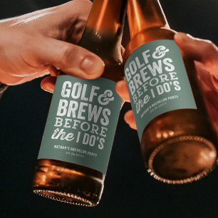 Etiqueta Para Botella De Cerveza Golf y cervezas antes de la fiesta de soltero verd