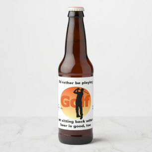 Etiqueta Para Botella De Cerveza Golfer Silhouette Sunset