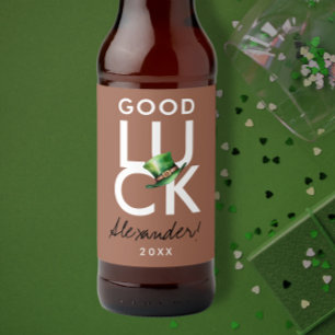 Etiqueta Para Botella De Cerveza Gorra irlandés verde Mocha Brown, la suerte modern
