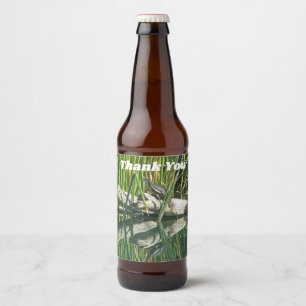 Etiqueta Para Botella De Cerveza Gracias Hermosa Foto De Reflexión De Agua De Tortu