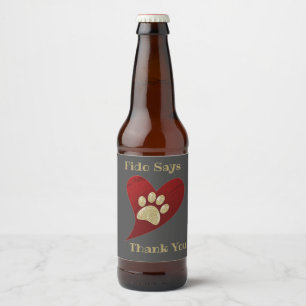 Etiqueta Para Botella De Cerveza Gracias Mascota Sitter Paw Print Apreciación