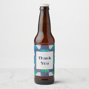 Etiqueta Para Botella De Cerveza Gracias Mosaic Tile Star Blue Green Apreciación