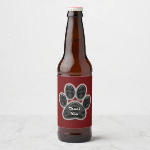 Etiqueta Para Botella De Cerveza Gracias Paw Negra Imprimir Apreciación Del Perro E