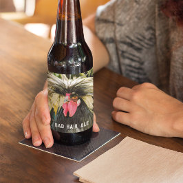 Etiqueta Para Botella De Cerveza Gracioso Pollo en el Día del Pelo Malo