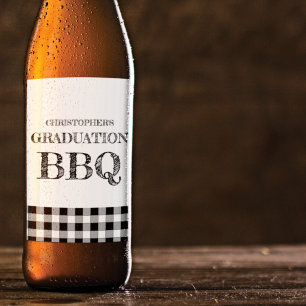 Etiqueta Para Botella De Cerveza Graduación BBQ Gingham