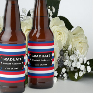 Etiqueta Para Botella De Cerveza Graduación de Estrellas y Tiras Patrióticas