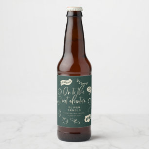 Etiqueta Para Botella De Cerveza Graduación Quirky Doodle Next Adventure Green