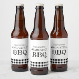 Etiqueta Para Botella De Cerveza Graduation BBQ Gingham