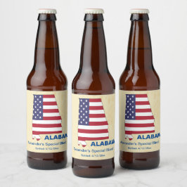 ETIQUETA PARA BOTELLA DE CERVEZA GRAN MONOGRAMA ESTATAL DE ALABAMA EN ESTADOS UNIDO